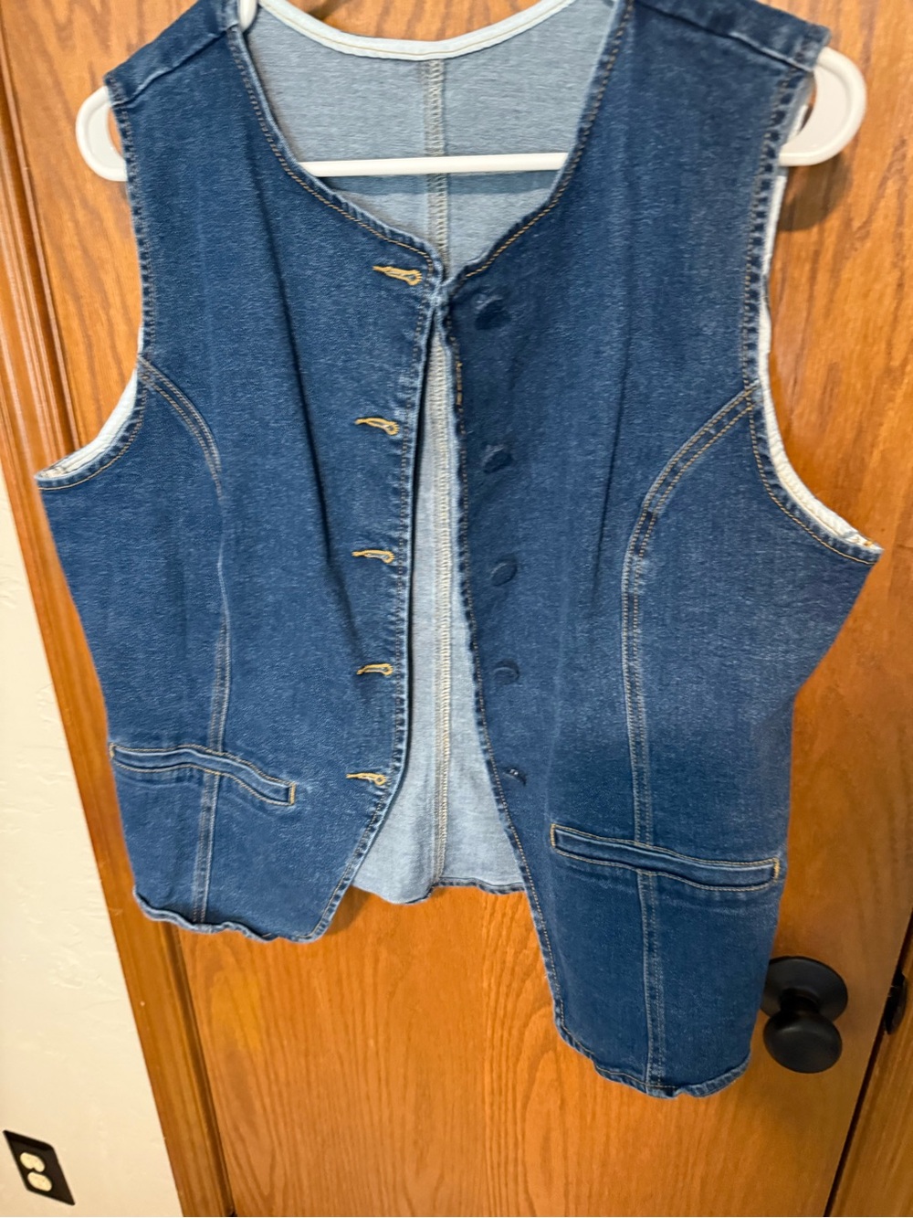Women's Dark Blue Denim Button-Front Vest